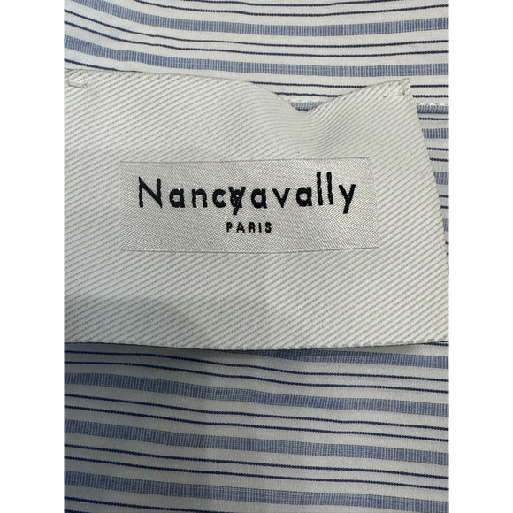 Nancyavally Womens Button Up Shirt Blue Striped Long Sleeve Pockets Preppy S - Picture 7 of 9